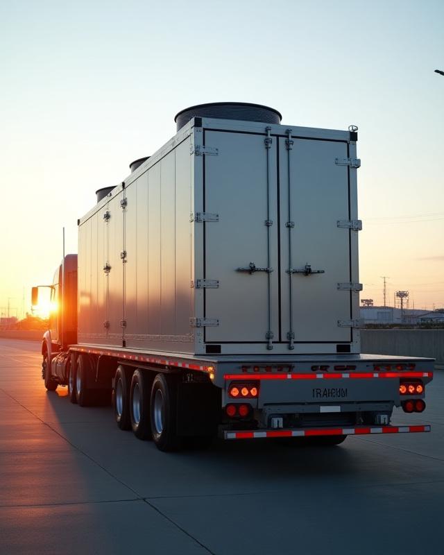 Oversized CRAC cooling unit on flatbed